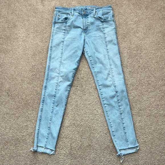 Adriano Goldschmied The Farrah High Rise Skinny Ankle Raw Hem Jeans - Picture 1 of 9